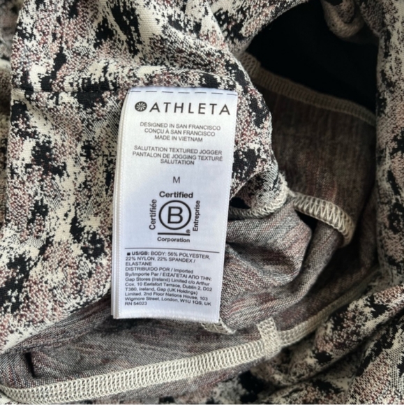 Athleta Salutation Textured Jogger Black/Cream Multi Size Medium Women's - Picture 5 of 9